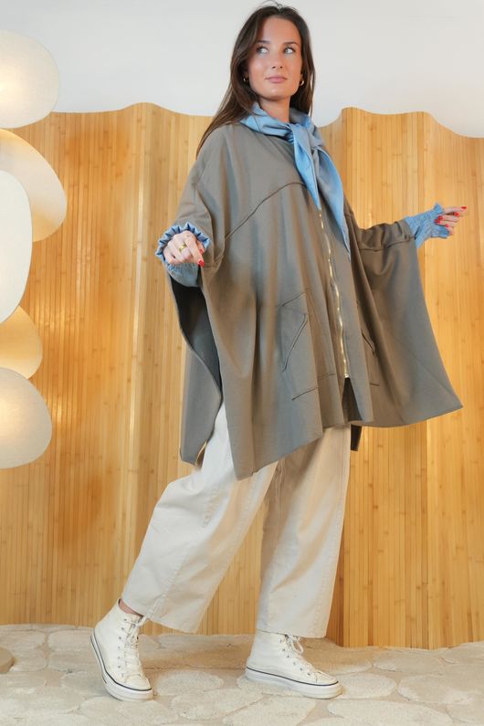 Oversized Sweatshirt Zip Cape Mocha /5=